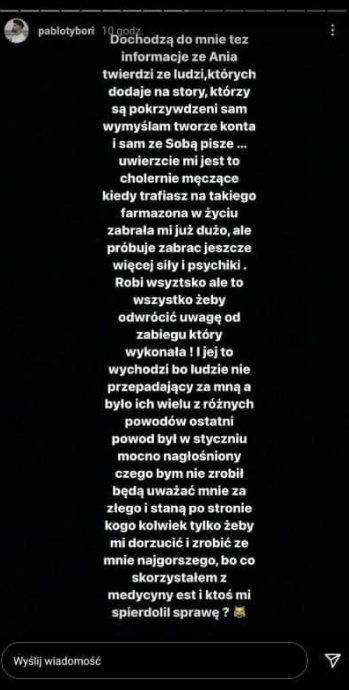 Wpis Pawła Tyburskiego na Instagramie.