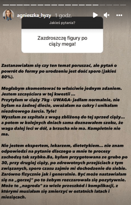 Screen z Instagrama Agnieszki Hyży.