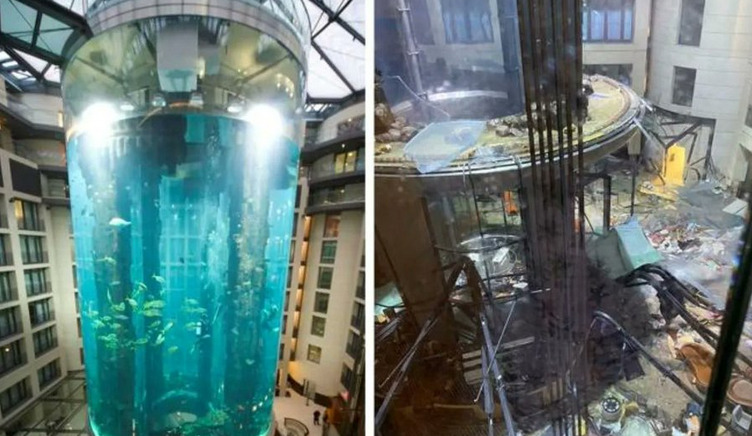 Eksplozja gigantycznego akwarium w Berlinie w hotelu Radisson! Są nagrania [WIDEO]