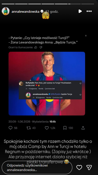 „Będzie Turcja” – Anna Lewandowska rozwiewa wszelkie wątpliwości