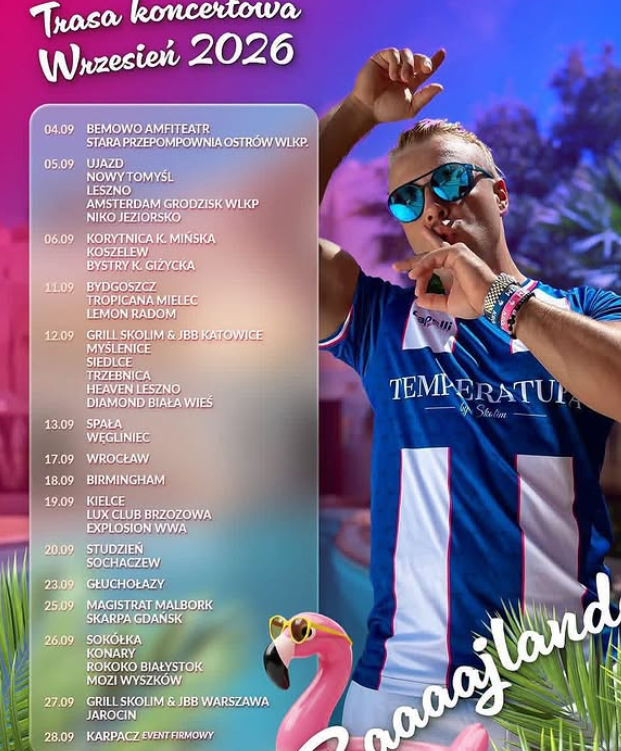 Skolim pokazał grafik na wrzesień dzień po końcu wakacji. Zagra 38 razy w piętnaście dni